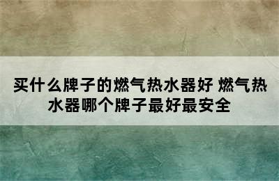 买什么牌子的燃气热水器好 燃气热水器哪个牌子最好最安全